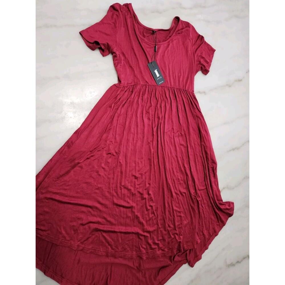 NWT ININ Women's Side Slit Long Red Dress in Size L